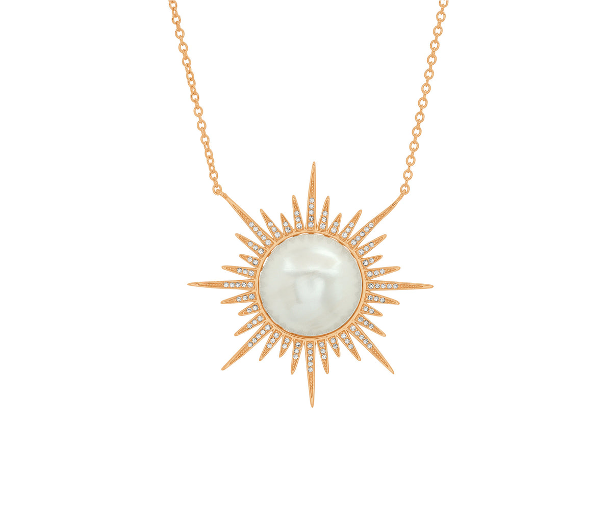 Sunburst Necklace in Rose Gold Plated Silver