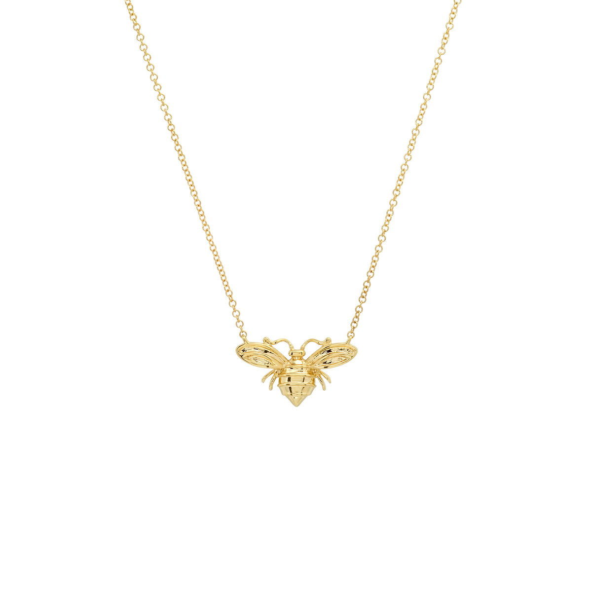 Gold Bee Pendant Necklace in 14K Yellow Gold