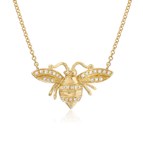 Bee Necklace in Diamond & 14K Yellow Gold