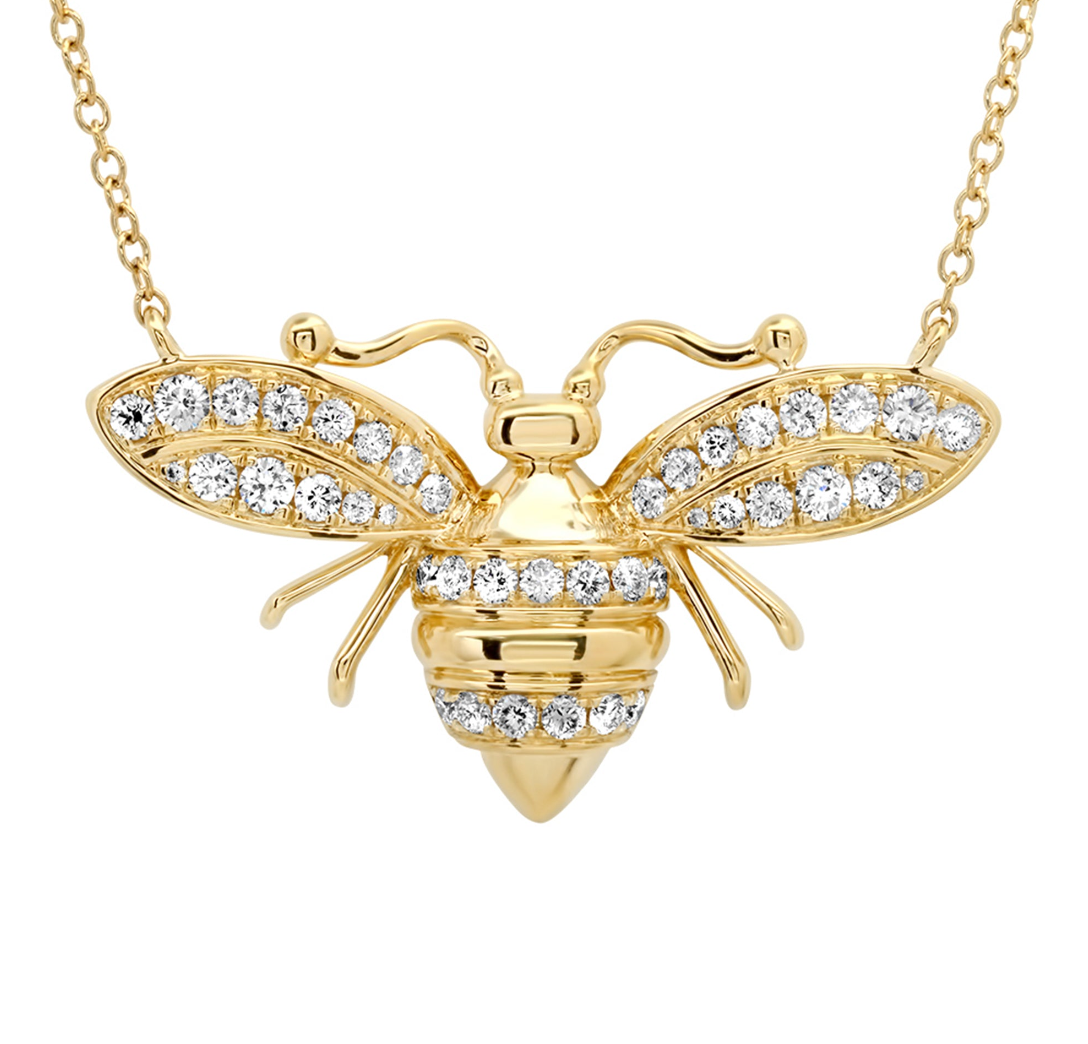 Bee Necklace in Diamond & 14K Yellow Gold - Sunny Hostin Shop