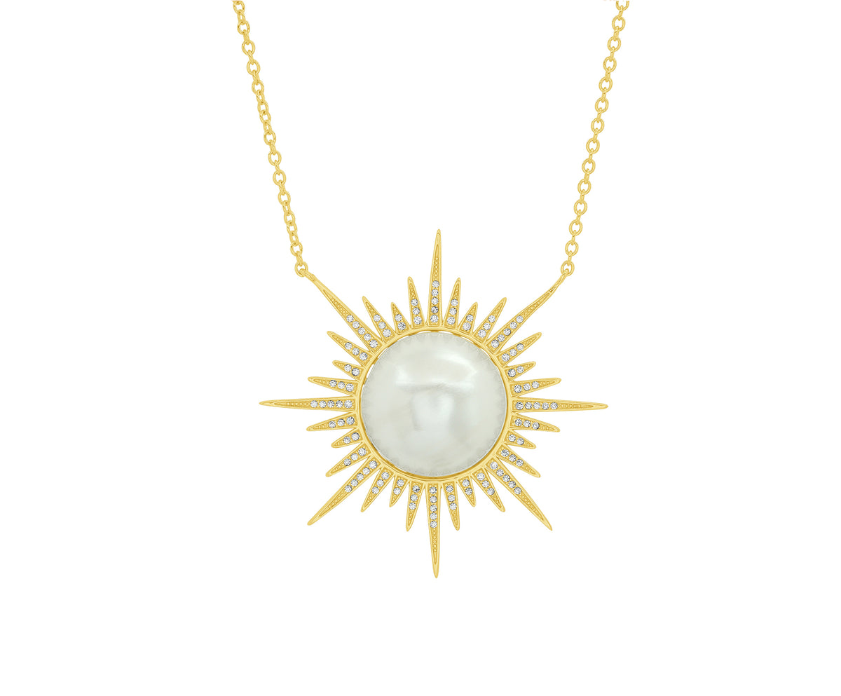 Sunburst Necklace in Yellow Gold Plated Silver